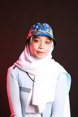 Fashion portrait of young beautiful asian muslim woman with wearing hijab.