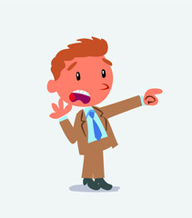  Surprised cartoon character of businessman pointing at something