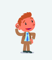 Thoughtful cartoon character of businessman scratching his head