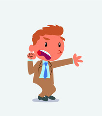 Very angry cartoon character of businessman pointing at something