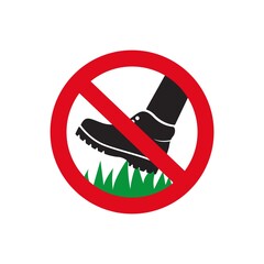Do not step on grass sign. Keep of the grass icon. Vector