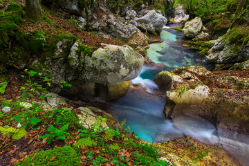 Great Soca Gorge, Soca river, Lepena Valley, Julian Alps, Municipality of Bovec, Slovenia, Europe