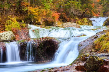 waterfall in autumn forest