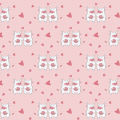 pattern bull and cow love , cute bull in kawaii style, cartoon style ,favorite couple ,Valentine's day,love card Wallpaper,a kiss for two