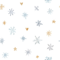 Seamless pattern. Watercolor snowflakes