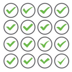 Approval check icon isolated, quality tick sign.