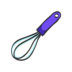 Obraz premium Eggbeater icon in color drawing. Cooking baking food cake kitchenware utensil
