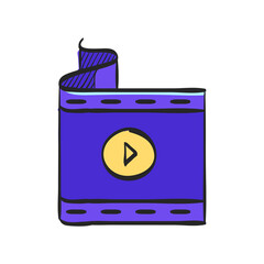 Cinema film icon in color drawing. Computer data movie streaming online download