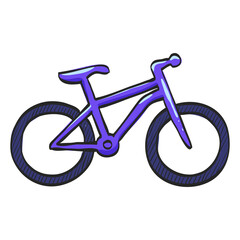 Mountain bike icon in color drawing. Sport transportation explore distance endurance bicycle