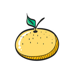 Orange icon in color drawing. Food fruit vitamin healthy diet