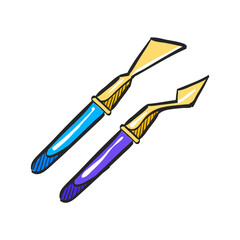 Painting spatula icon in color drawing. Artist tools