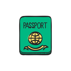 Passport icon in color drawing. Nationality identity people identify