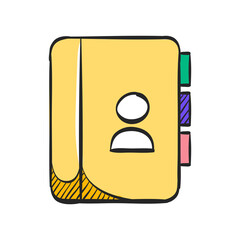 Address book icon in color drawing. contact phone list customer friend family