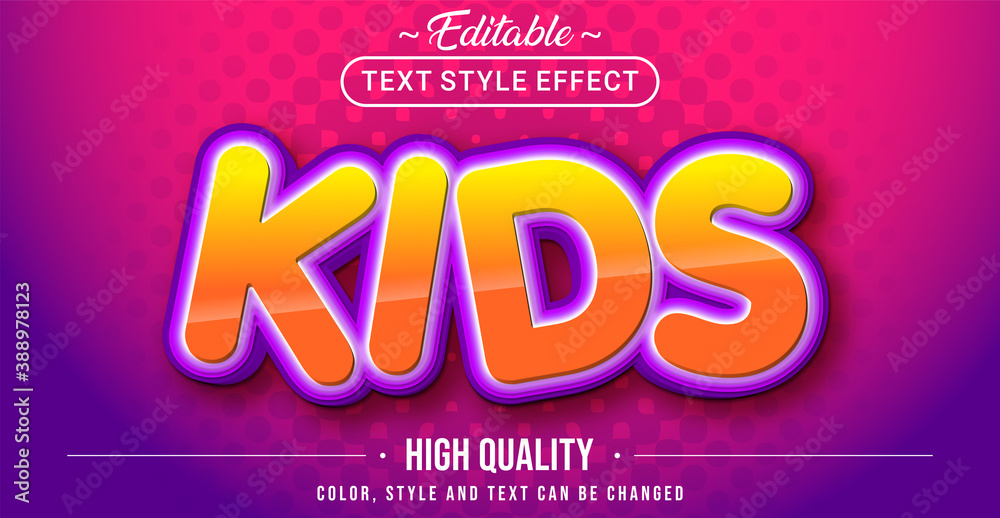 Poster editable text style effect - kids theme style.