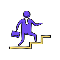 Businessman stairway icon in color drawing. Business office future ambition challenge