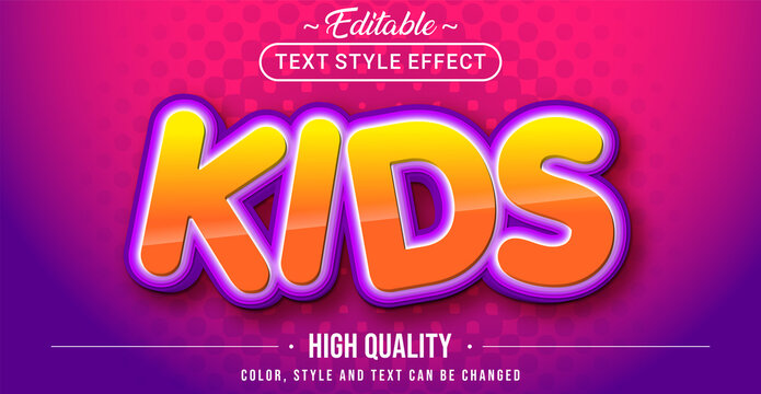 Editable text style effect - Kids theme style.