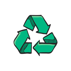 Obraz premium Recycle symbol icon in color drawing. Environment, go green