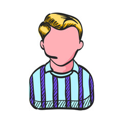 Referee avatar icon in color drawing. Sport football soccer competition game match judge