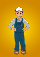 the man working the garden