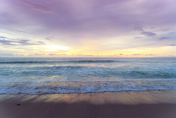 Vew of sunset sky on tropical beach in twilight time at Phuket province, Southern of Thailand