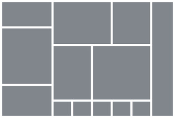 Photo collage grid. Mood board template. Vector illustration. Mosaic picture album.