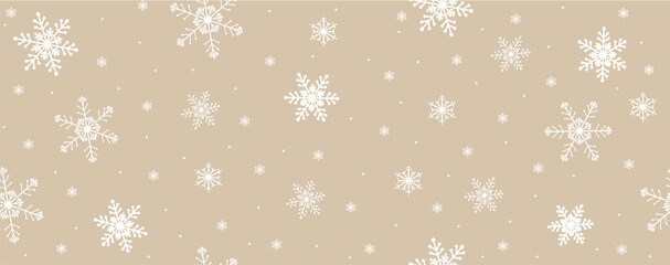 Seamless banner of snowflakes on a beige background vector illustration