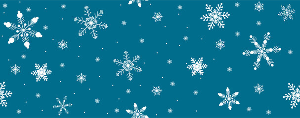 Seamless banner of snowflakes on a blue background vector illustration