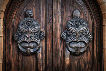Hand carved hawaiian wooden masks