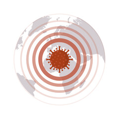 virus icon on world map background vector illustration EPS10