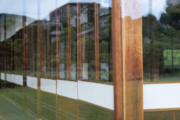 the window of the old house in Kyoto Japan
