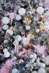 Fototapeta premium Elegant decorated with balls and figures Christmas tree