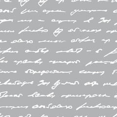 Vector seamless pattern. Write text word. Scrawl handwritten. Vintage background. Abstract script pattern. Write letter. Handwriting scribble. Written hand unreadable text. Scribbles for design prints