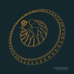 Outline of turbocharger cartridge. Vector illustration