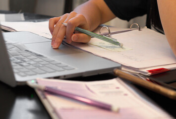 Young Child Working at Home Remote Learning Study