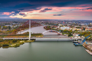 Fototapeta premium Cable-stayed bridge on the Vistula river in Gdansk. Poland