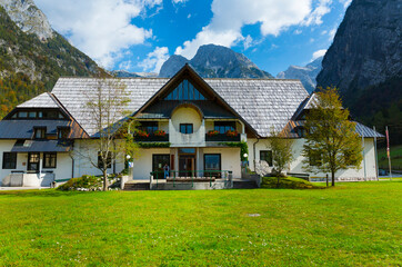 Fototapeta na wymiar Information Centre of Triglav National Park, Triglav National Park, Trenta Valley, Julian Alps, Municipality of Bovec, Slovenia, Europe