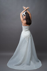 Fototapeta na wymiar Portrait of beautiful young bride wedding dress