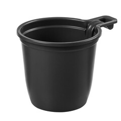 Black plastic cup isolated on white