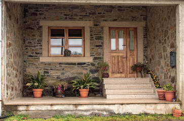 Fototapeta na wymiar Elegant wooden door, entrance with double door