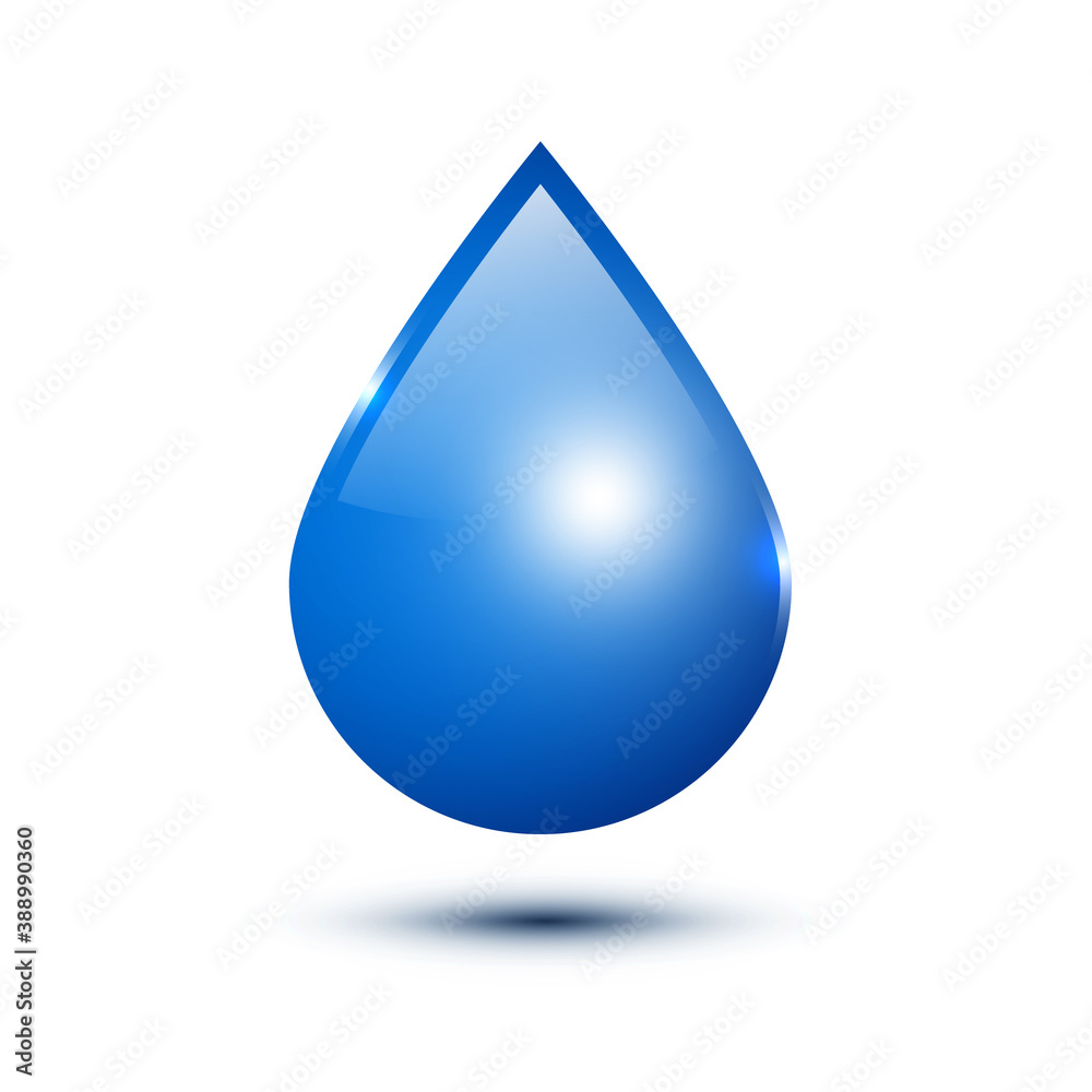 Wall mural blue water drop isolated on white background - vector