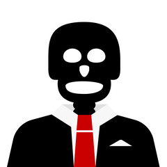 Skull in Suit Vector Cartoon Isolated on White Background