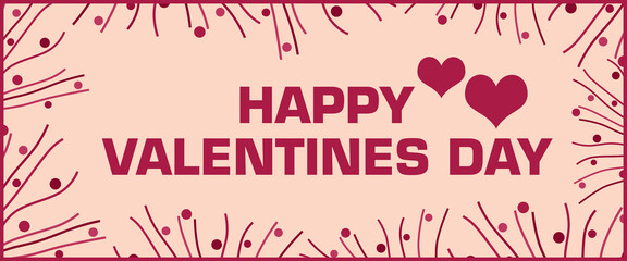Happy Valentines Day Pink Lines Dots Lines Horizontal 