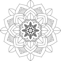 Easy Mandala coloring book simple and basic for beginners, seniors and children. Set of Mehndi flower pattern for Henna drawing and tattoo. Decoration in ethnic oriental, Indian style.