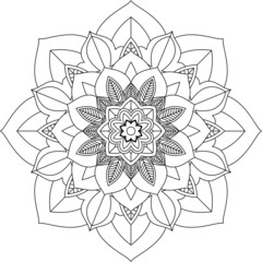 Easy Mandala coloring book simple and basic for beginners, seniors and children. Set of Mehndi flower pattern for Henna drawing and tattoo. Decoration in ethnic oriental, Indian style.