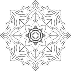 Easy Mandala coloring book simple and basic for beginners, seniors and children. Set of Mehndi flower pattern for Henna drawing and tattoo. Decoration in ethnic oriental, Indian style.