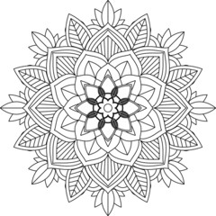 Easy Mandala coloring book simple and basic for beginners, seniors and children. Set of Mehndi flower pattern for Henna drawing and tattoo. Decoration in ethnic oriental, Indian style.