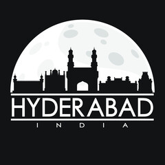 Obraz premium Hyderabad India Full Moon Night Skyline Silhouette Design City Vector Art.