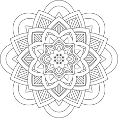 Easy Mandala coloring book simple and basic for beginners, seniors and children. Set of Mehndi flower pattern for Henna drawing and tattoo. Decoration in ethnic oriental, Indian style.