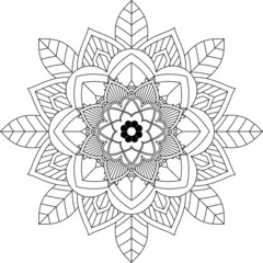 Easy Mandala coloring book simple and basic for beginners, seniors and children. Set of Mehndi flower pattern for Henna drawing and tattoo. Decoration in ethnic oriental, Indian style.