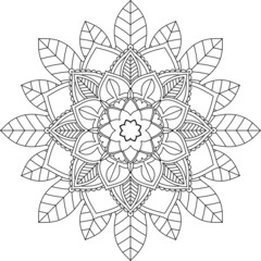Easy Mandala coloring book simple and basic for beginners, seniors and children. Set of Mehndi flower pattern for Henna drawing and tattoo. Decoration in ethnic oriental, Indian style.